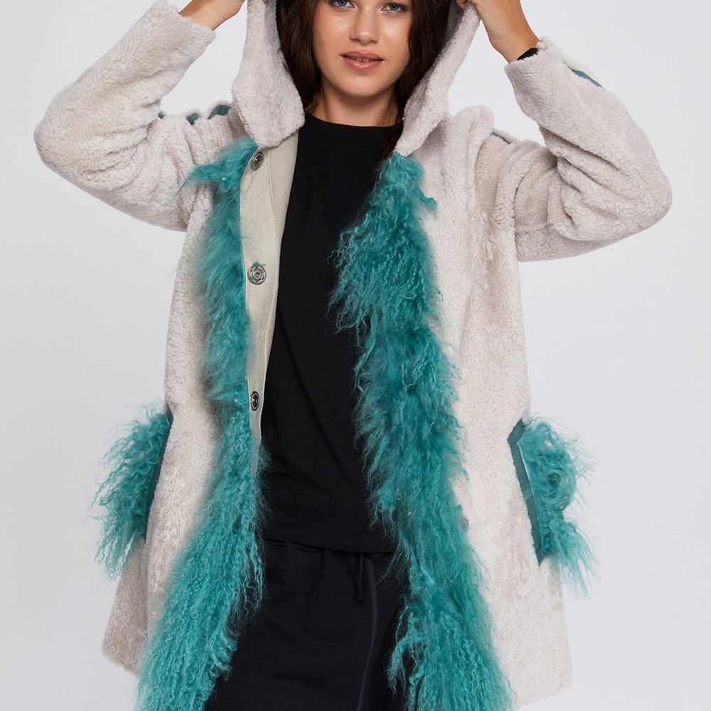 Women's Real Turkish Shearling Winter Coats Leather Stripes luxurious trendy